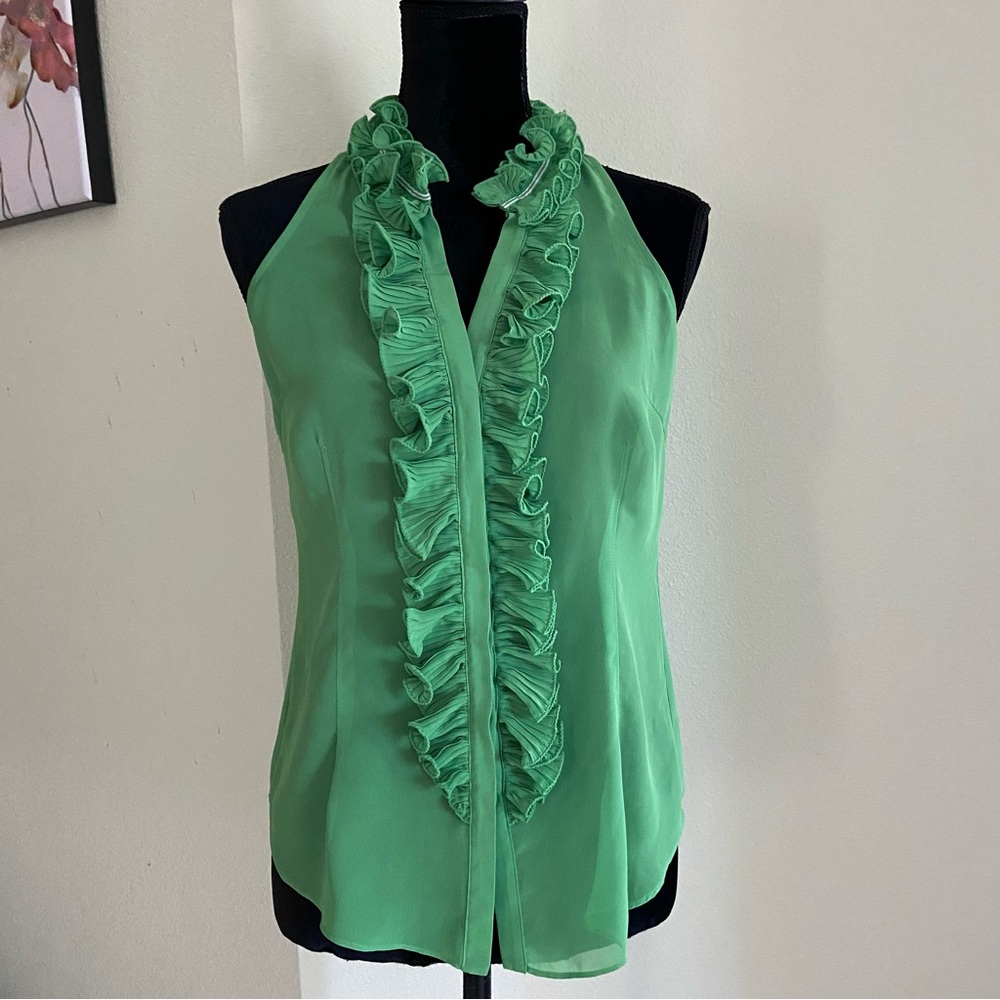 Lilly Pulitzer Green Ruffled Halter Blouse - Picture 6 of 14